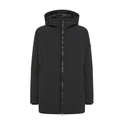 Parka Uomo lungo Metide in tela di poliestere, con patch logo
